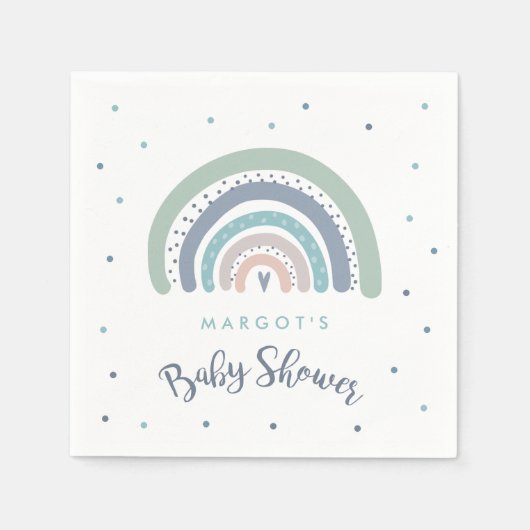 Serviette En Papier Baby shower arc-en-ciel Pastel Muet (Devant)