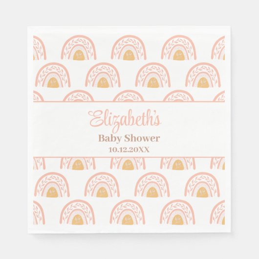 Serviette En Papier Baby shower arc-en-ciel rose Boho (Devant)