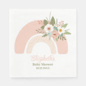Serviette En Papier Baby shower arc-en-ciel rose Floral (Devant)