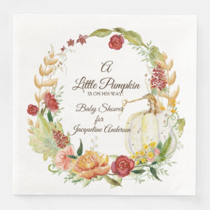 Serviette En Papier Baby shower Art floral de l'Citrouille d'automne n