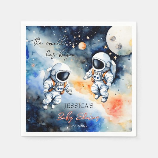 Serviette En Papier Baby shower astronaute spatial modèle (Devant)