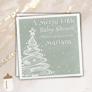 Serviette En Papier Baby Shower au thème de Noël Vert Neutre