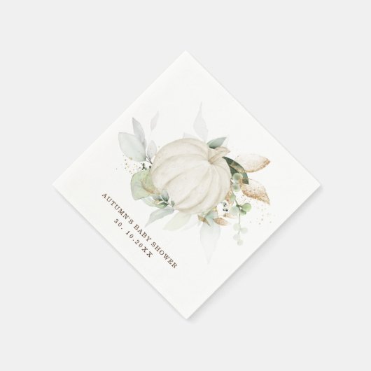 Serviette En Papier Baby Shower Automne Citrouille Élégante Feuillage  (Coin)