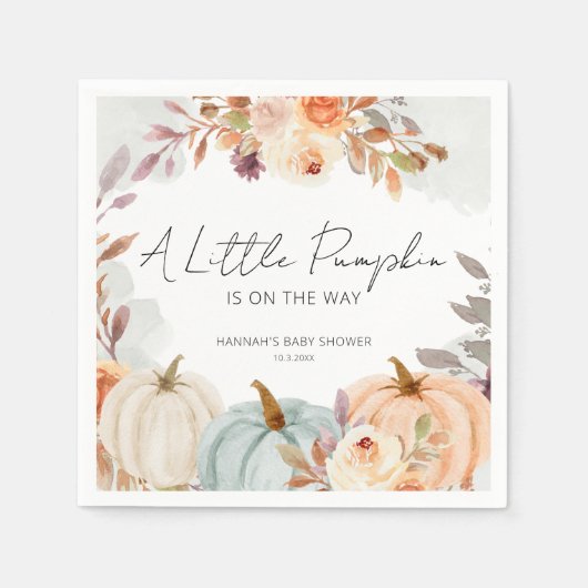Serviette En Papier Baby shower Automne Un Peu Citrouille (Devant)
