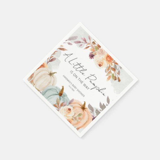 Serviette En Papier Baby shower Automne Un Peu Citrouille (Coin)
