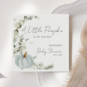 Serviette En Papier Baby shower Automne Un Peu Citrouille Bleu