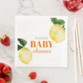 Serviette En Papier Baby shower aux citrons aquarelles (En situation)