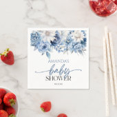 Serviette En Papier Baby shower aux fleurs bleues poussiéreuses (En situation)