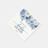 Serviette En Papier Baby shower aux fleurs bleues poussiéreuses (Coin)
