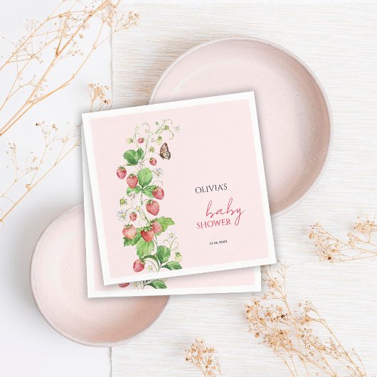 Serviette En Papier Baby shower aux fraises
