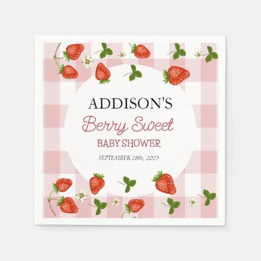 Serviette En Papier Baby shower aux fraises | Berry Sweet (Devant)