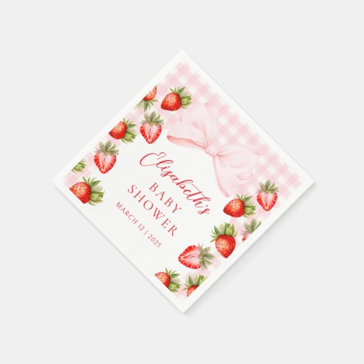 Serviette En Papier Baby shower aux fraises Coquette (Coin)
