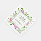Serviette En Papier Baby Shower aux Hortensias Roses  (Coin)