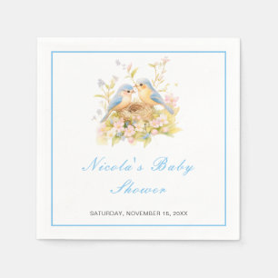 Serviette En Papier Baby shower aux oiseaux de printemps
