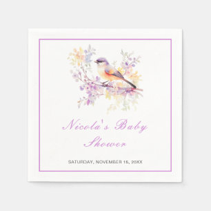 Serviette En Papier Baby shower aux oiseaux mignons de printemps