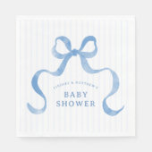 Serviette En Papier Baby shower Bac à ruban bleu Wavy (Devant)