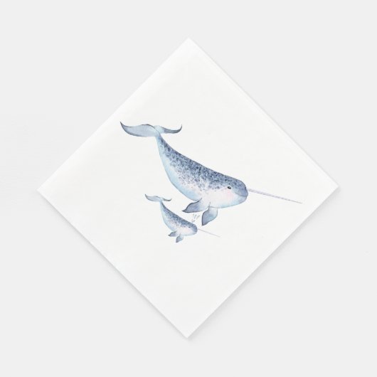 Serviette En Papier Baby shower baleine serviettes - Élégant Nautique (Coin)