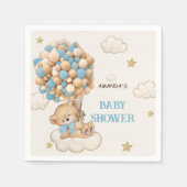Serviette En Papier Baby shower Ballons Bleus Ours Teddy (Devant)