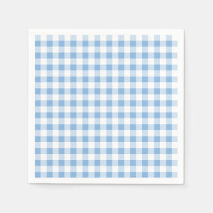 Serviette En Papier Baby-Shower Barbecue Garçon Tissu Vichy Bleu Baby-