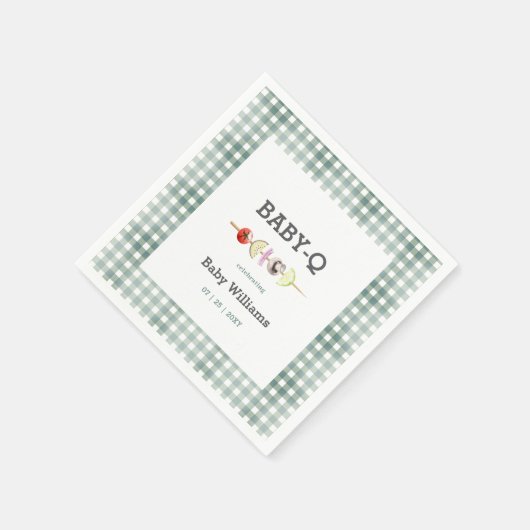 Serviette En Papier Baby shower BBQ BBQ Vert Couple (Coin)