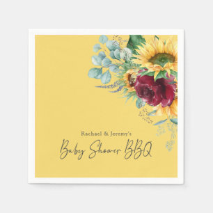 Serviette En Papier Baby shower BBQ de Jardin Floral Jaune Tournesol