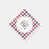 Serviette En Papier Baby shower BBQ préppy rouge, blanc et bleu (Coin)