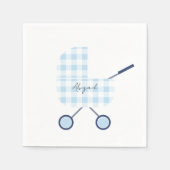 Serviette En Papier Baby shower bébé bleu En vichy (Devant)