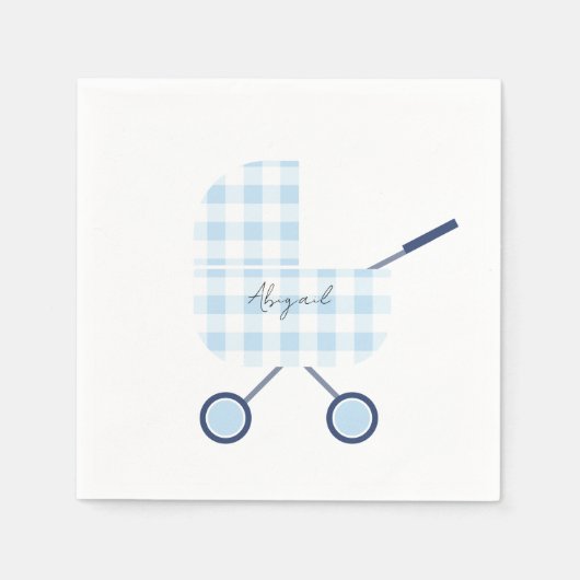 Serviette En Papier Baby shower bébé bleu En vichy (Devant)