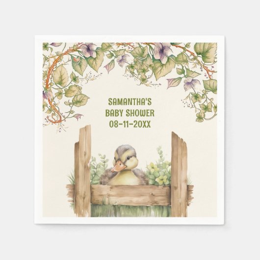 Serviette En Papier Baby shower bébé canard (Devant)