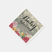 Serviette En Papier Baby shower bébé en fleurs Chaîne de fleurs Bois c (Coin)