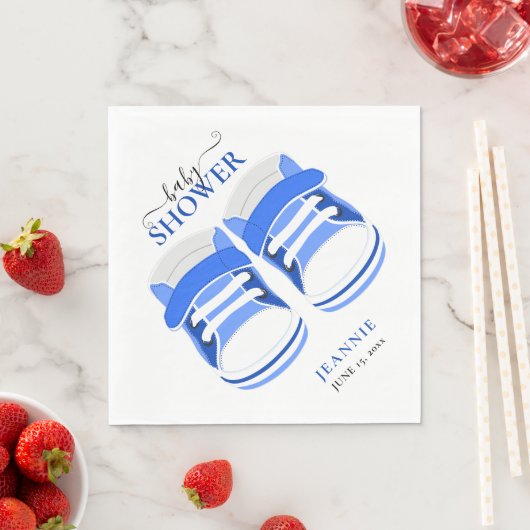 Serviette En Papier Baby shower BÉBÉ GARÇON BLEU BOOTIES (En situation)