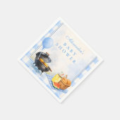 Serviette En Papier Baby Shower Bébé Gingham Bleu Bébé Q (Coin)