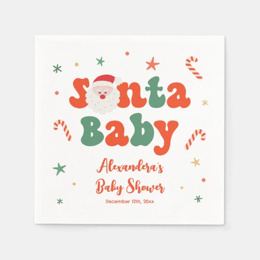 Serviette En Papier Baby shower bébé Noël Père Noël (Devant)