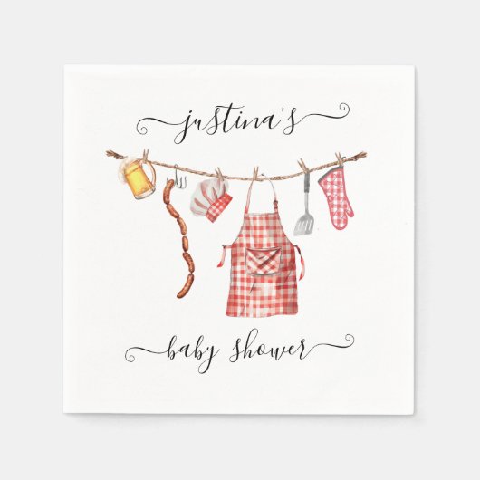 Serviette En Papier Baby shower bébé-Q barbecue Clothesline (Devant)