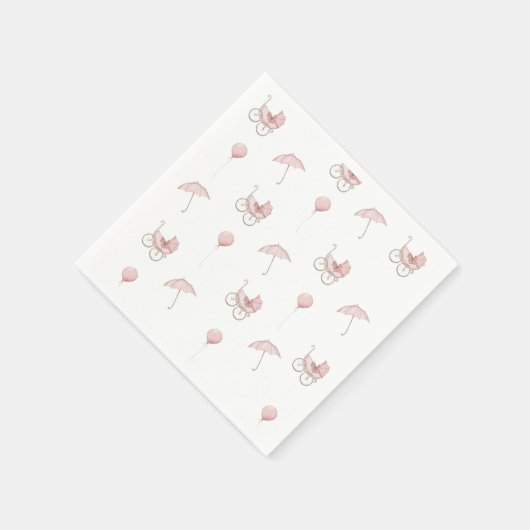 Serviette En Papier Baby shower Bébé rose mignon Buggy (Coin)