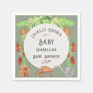 Serviette En Papier Baby-Shower Bébé Vert Sauge de Production Locale