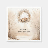 Serviette En Papier Baby shower beige hivernal cerf (Devant)