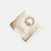 Serviette En Papier Baby shower beige hivernal cerf (Coin)