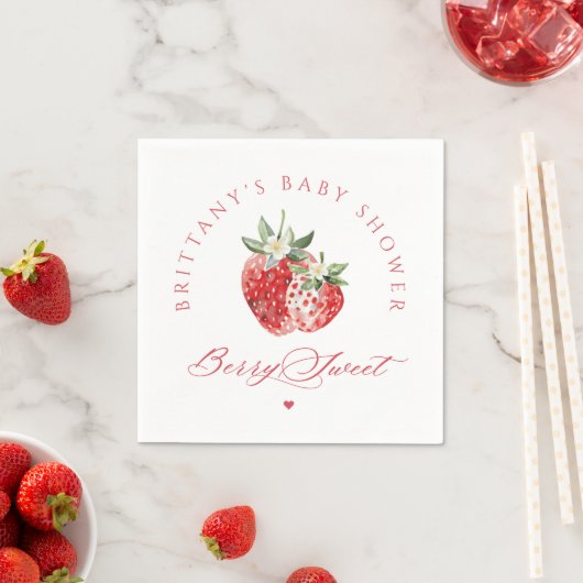 Serviette En Papier Baby shower Berry Sweet Strawberries (En situation)