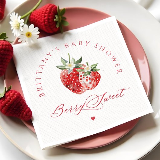 Serviette En Papier Baby shower Berry Sweet Strawberries