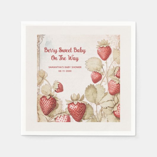 Serviette En Papier Baby shower Berry Sweet Strawberry (Devant)