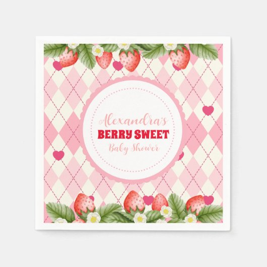 Serviette En Papier Baby shower Berry Sweet Strawberry (Devant)