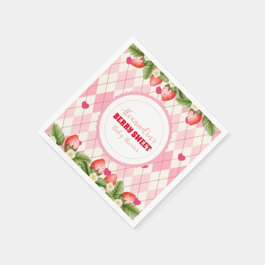 Serviette En Papier Baby shower Berry Sweet Strawberry (Coin)