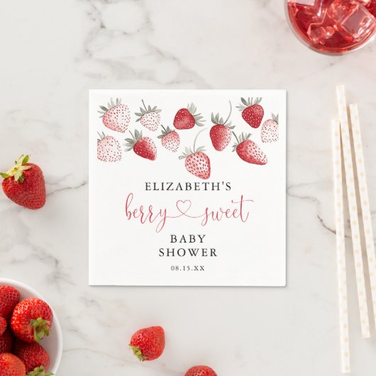 Serviette En Papier Baby shower Berry Sweet Strawberry (En situation)