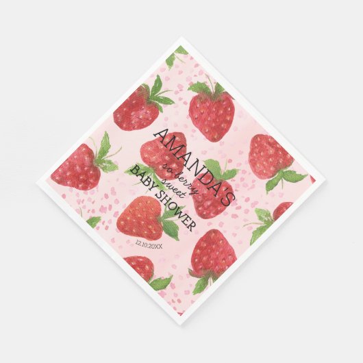 Serviette En Papier Baby shower Berry Sweet Strawberry (Coin)