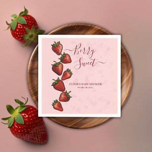 Serviette En Papier Baby shower Berry Sweet Strawberry Hearts