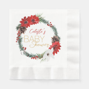 Serviette En Papier Baby shower blanc de Noël classique simple