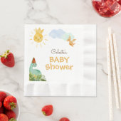 Serviette En Papier Baby shower blanc Dinosaure moderne serviettes (En situation)