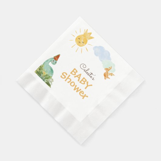 Serviette En Papier Baby shower blanc Dinosaure moderne serviettes (Coin)