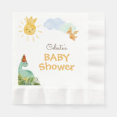Serviette En Papier Baby shower blanc Dinosaure moderne serviettes (Devant)
